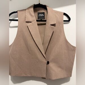 Zara Brown Cropped Vest